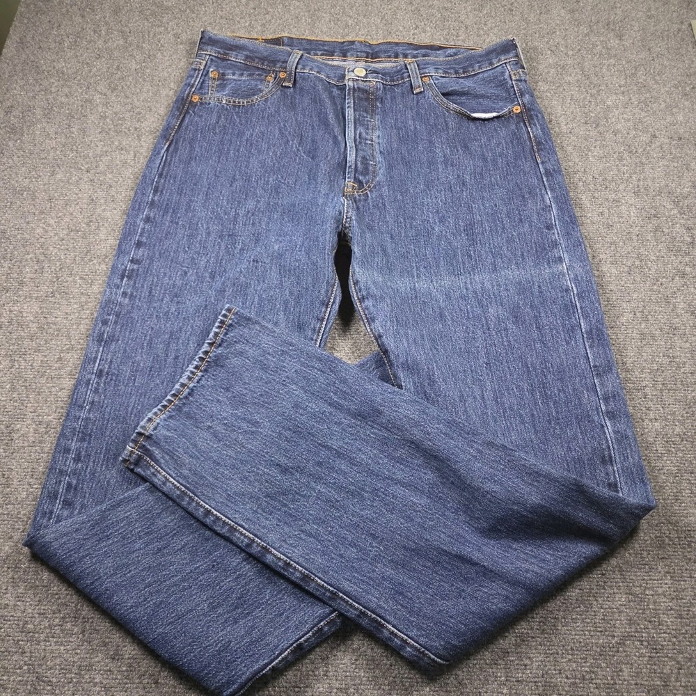Levis 501 Jeans Men 36x34 Blue Button Fly Original Fit Pants Medium Wash Denim
